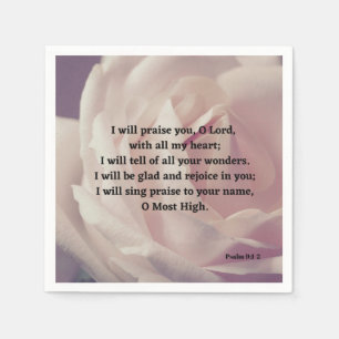I Will Praise God Psalm 9:1-2 Bible Verse Napkins