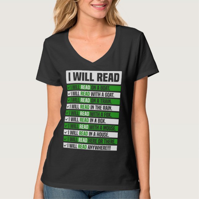 I Will Read Books On A Boat & Everywhere Reading   T-Shirt (Front)