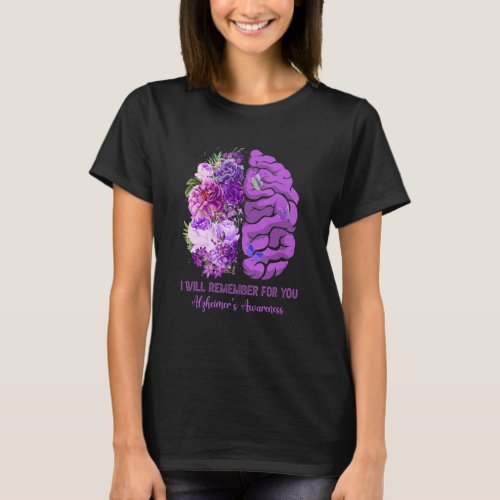 I Will Remember For You Brain Alzheimers Awarenes T_Shirt