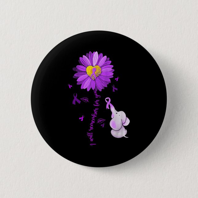 I Will Remember For You Elephant Alzheimer's Aware Button (Front)