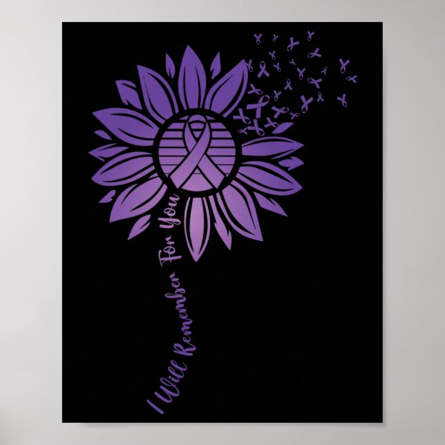 I Will Remember For You Purple Sunflower Alzheimer Poster (Front)