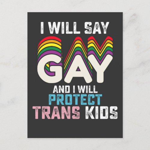 I Will Say Gay And I Will Protect Trans Kids LGBT  Invitation Postcard