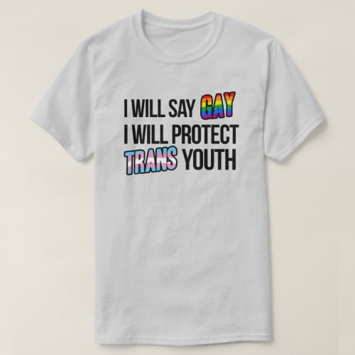 I will say gay and I will protect trans youth T_Shirt
