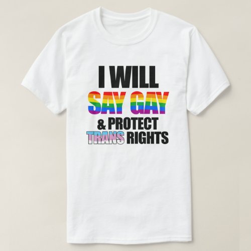 I will say gay and protect trans rights T_Shirt