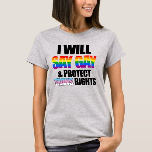 I will say gay and protect trans rights T_Shirt