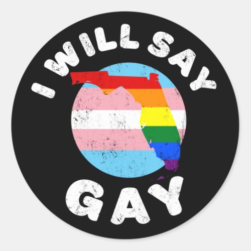 I Will Say Gay Florida LGBTQIA Rainbow LGBT Pride Classic Round Sticker