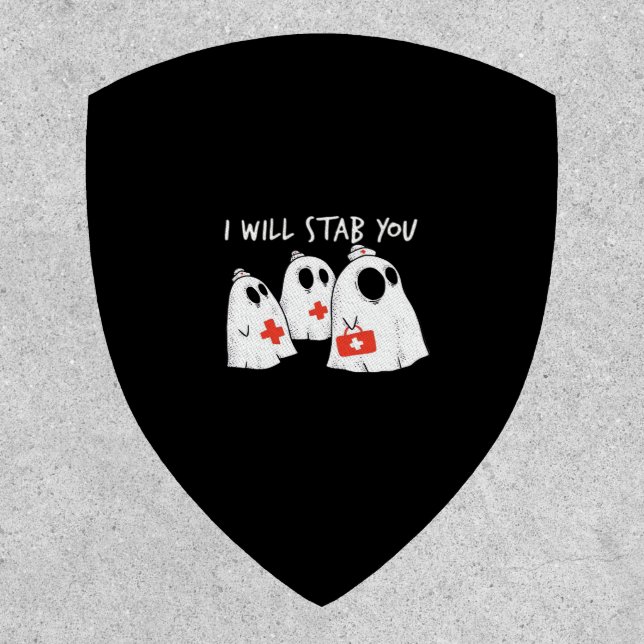 I Will Stab You Ghost Nurse Funny RN Halloween Gho Patch (Front)