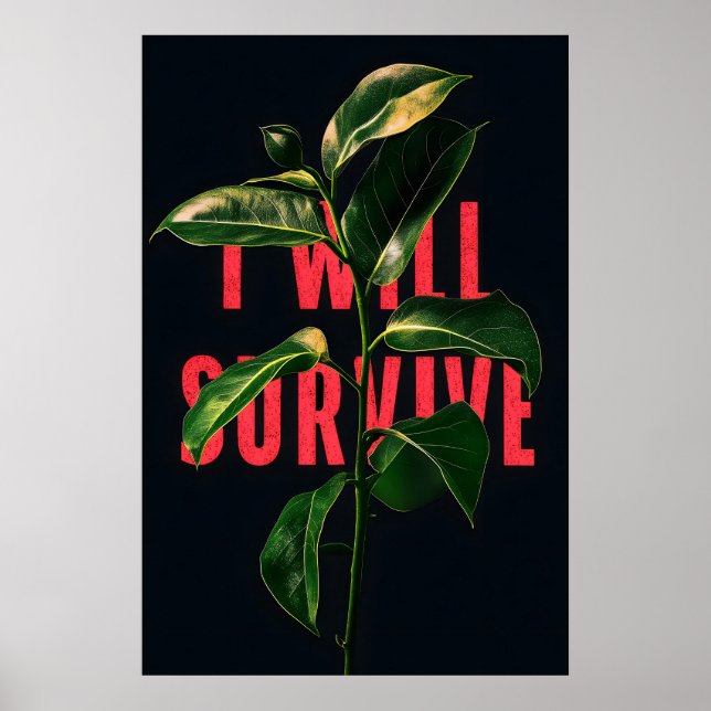 I Will Survive Motivational Art Print Grunge Red (Front)