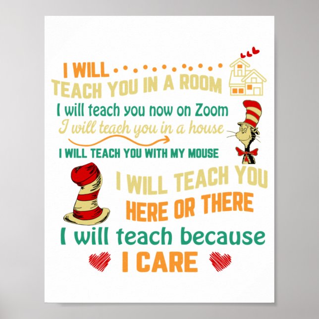 I Will Teach You Now On Zoom   Funny Quarantine Te Poster (Front)
