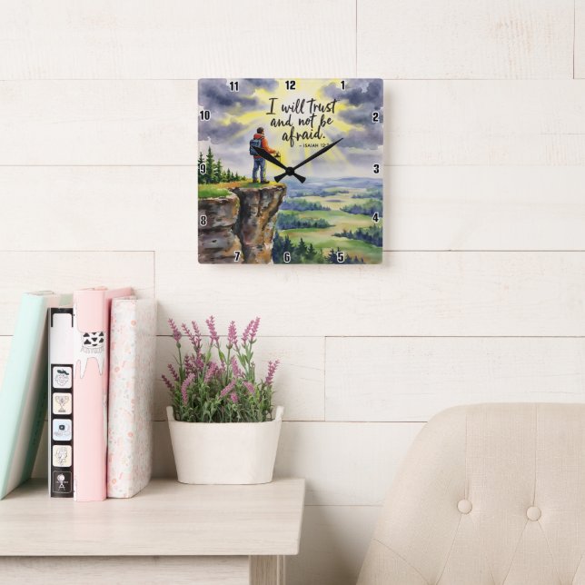 I will trust and not be afraid. Isaiah 12:2 Square Wall Clock (Reading Room)