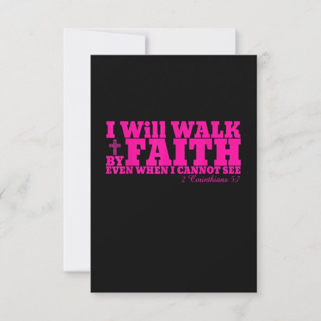 I Will Walk By Faith Christian Pink Bible Verse T Thank You Card (Front)