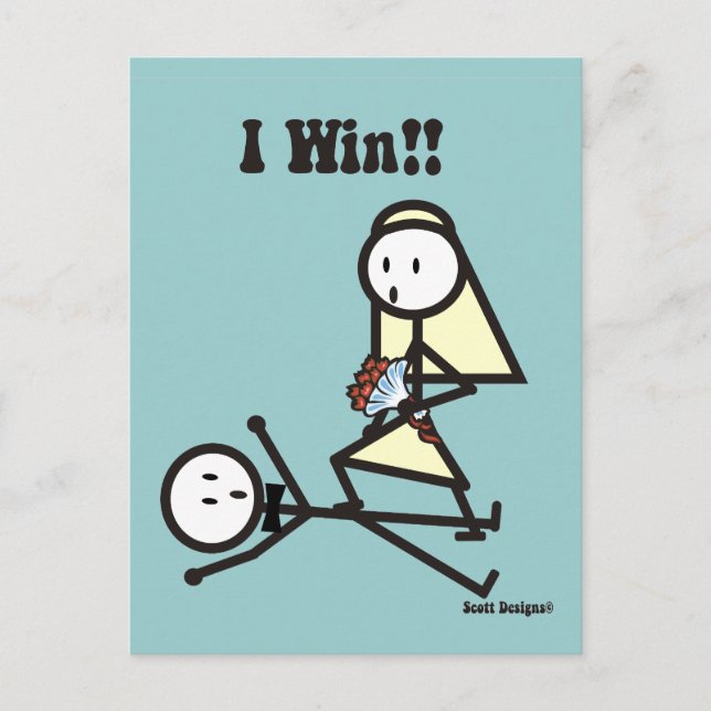 I Win Wedding Postcard (Front)