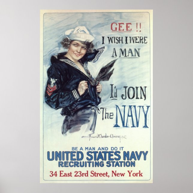 I Wish I Were A Man I'd Join The Navy Poster (Front)