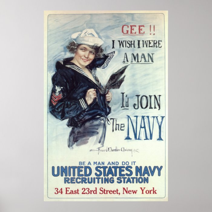 I Wish I Were A Man I'd Join The Navy Poster | Zazzle