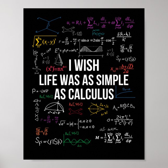 I Wish Life Was As Simple As Calculus Math Lover Poster (Front)