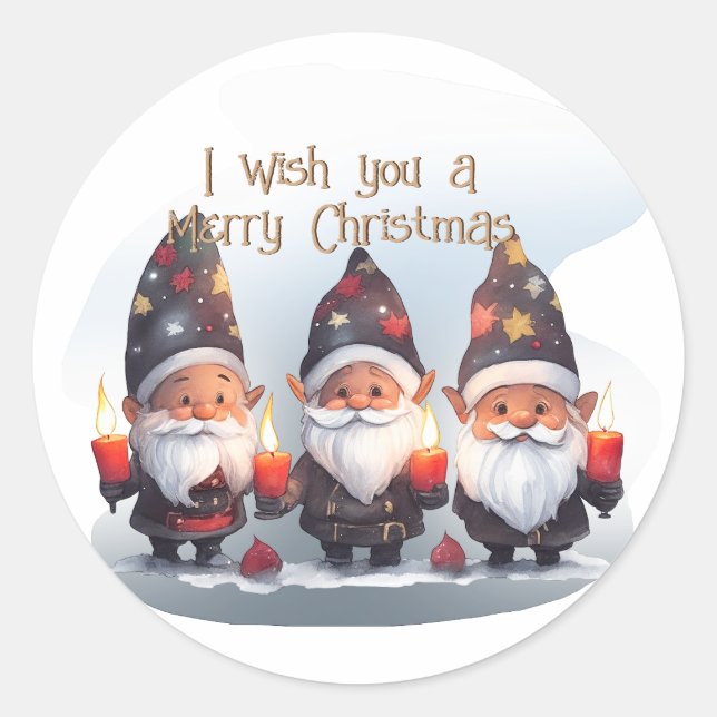 I wish you a Merry Christmas Classic Round Sticker (Front)