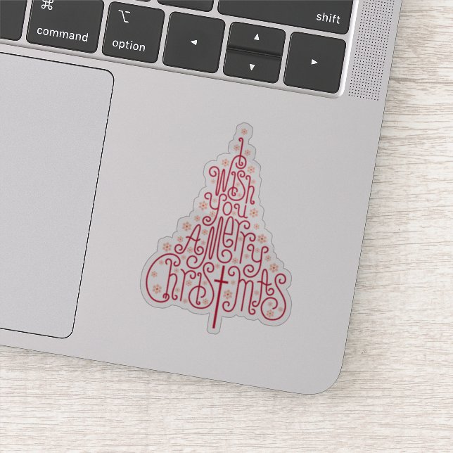 I wish you a merry Christmas, hand lettering tree Sticker (Detail)