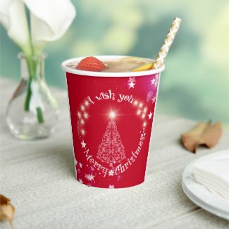 i wish you a merry christmas red Paper cup