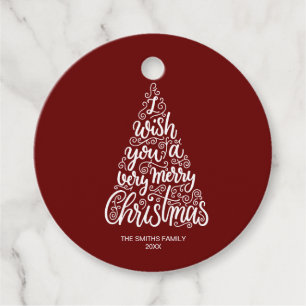 I wish you a very Merry Christmas typography Text Favor Tags