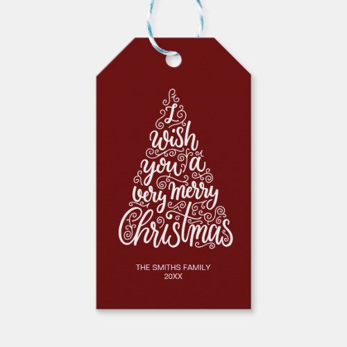 I wish you a very Merry Christmas typography Text  Gift Tags