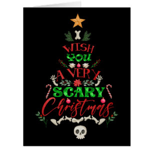 I wish you a very scary Christmas tree skeleton Cards