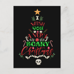 I wish you a very scary Christmas tree skeleton Postcard
