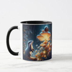 I wish you lived next door Badger Snail Mushroom Mug