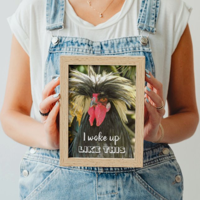 I Woke Up Like This Bad Hair Chicken Meme Poster (In Situ Framed)