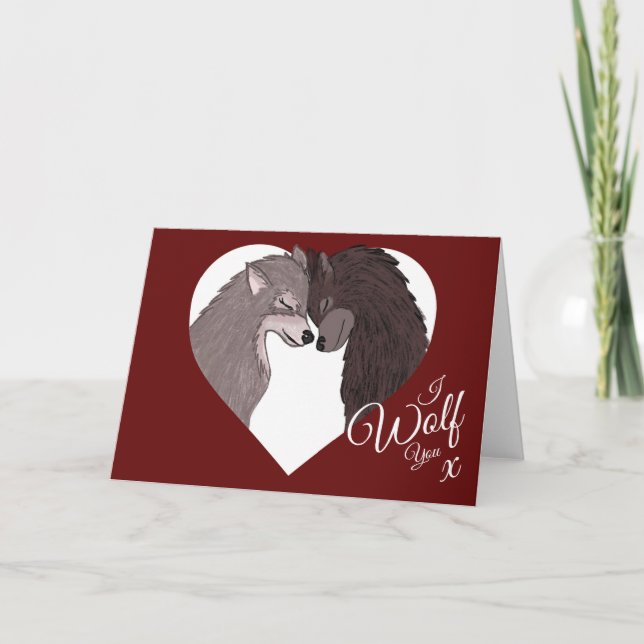 I Wolf You I Love You "Happy Valentines Day" Cute Card (Front)