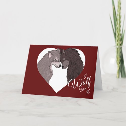 I Wolf You I Love You Happy Valentines Day Cute  Holiday Card