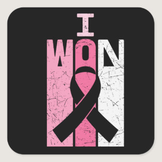 I Won Breast Cancer Awareness Survivor Women Gift Square Sticker