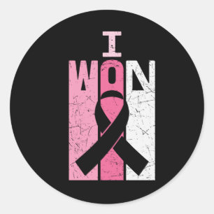 I Won Breast Cancer Awareness Warrior Survivor Classic Round Sticker