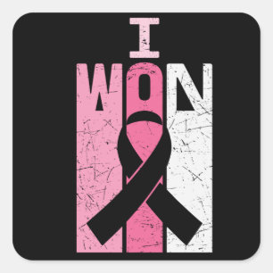 I Won Breast Cancer Awareness Warrior Survivor Square Sticker