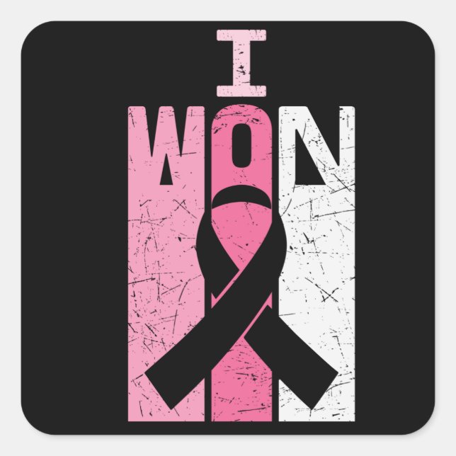 I Won Breast Cancer Awareness Warrior Survivor  Square Sticker (Front)