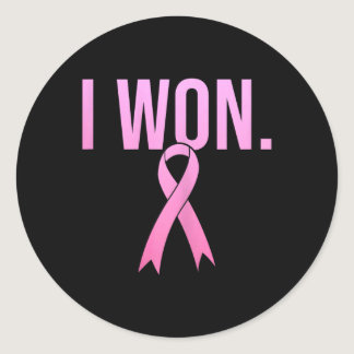 I Won Breast Cancer Survivor Awareness Month Pink  Classic Round Sticker