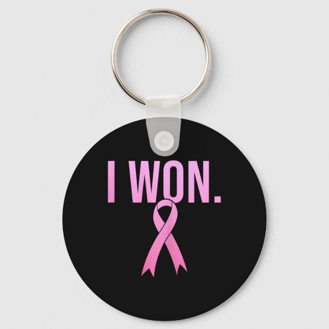 I Won Breast Cancer Survivor Awareness Month Pink  Keychain (Front)