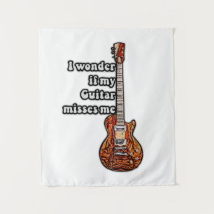 I wonder if my guitar misses me. vintage colors tapestry