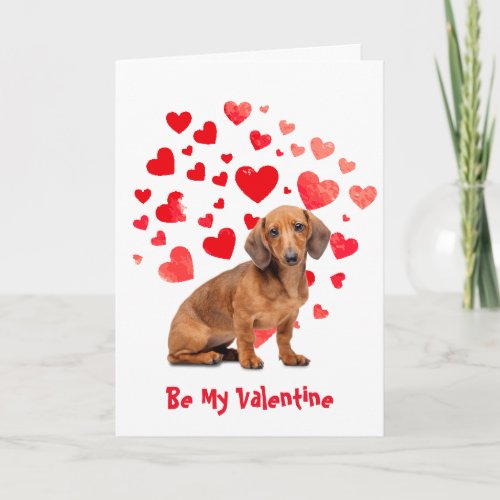 I Woof Love You Dachshund Dog Valentine Holiday Card