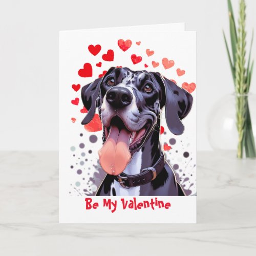 I Woof Love You Great Dane Dog Valentine Holiday Card