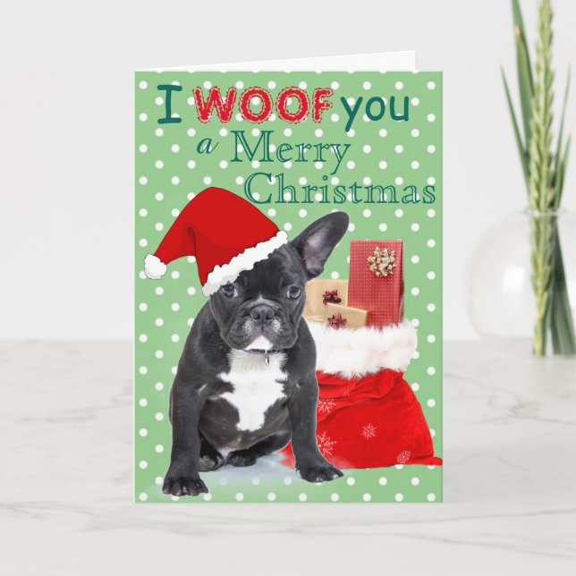 "I Woof you a Merry Christmas" Holiday Card (Front)