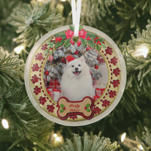 I Woof You A Merry Christmas Personalized Dog Gift Glass Ornament