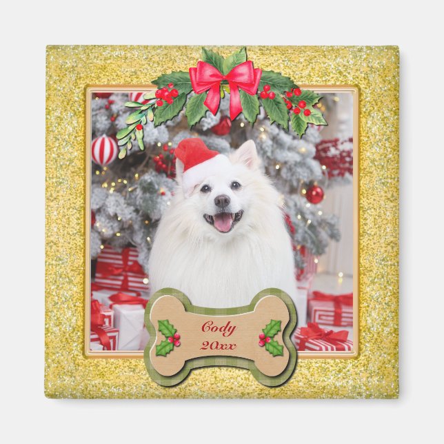 I Woof You A Merry Christmas Personalized Dog Gift Magnet (Front)