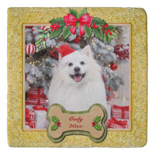 I Woof You A Merry Christmas Personalized Dog Gift Trivet