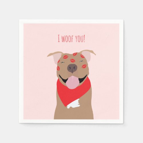 I Woof You American Bulldog Kiss Marks Napkins