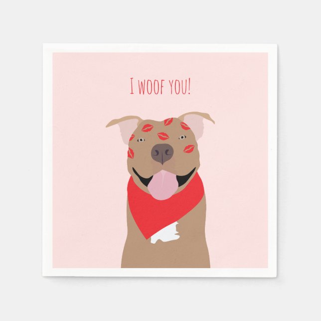I Woof You American Bulldog Kiss Marks Napkins (Front)