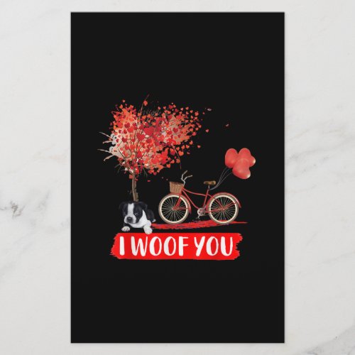 I Woof You Boston Terrier Dog Valentine Gifts Stationery