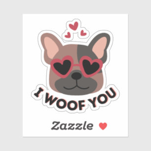 I woof you, dog pun, I love you, dog lover Sticker
