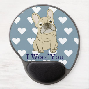I Woof You - French Bulldog hearts Gel Mouse Pad