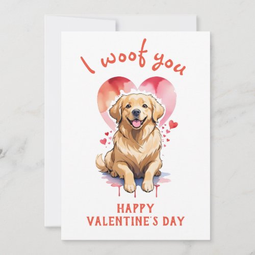 I woof you golden retriever dog valentines day holiday card