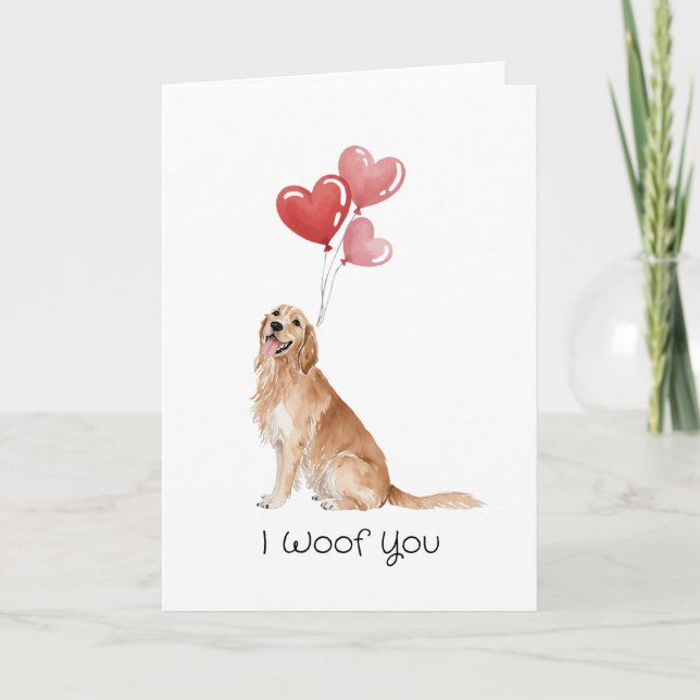 I Woof You Golden Retriever Holiday Card (Front)